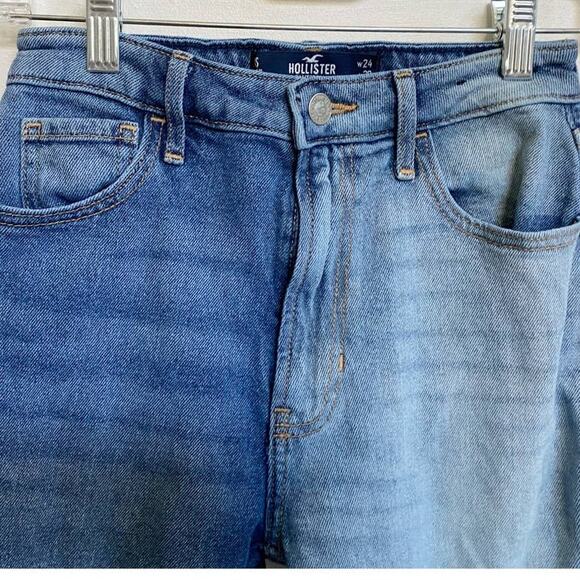Hollister Ultra High-Rise Two-Toned Stacked Vintage Straight Jeans sz 24 - Picture 5 of 15